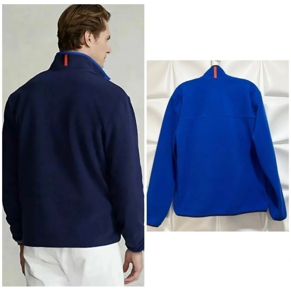 POLO Ralph Lauren Mens Sz M Poly Fleece Knit Pullover Jacket Shirt